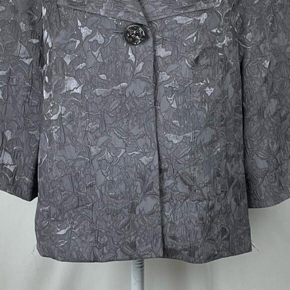 JM Collection Gray Metallic Floral Print Evening Jacket NWT Size 10 - Picture 4 of 12